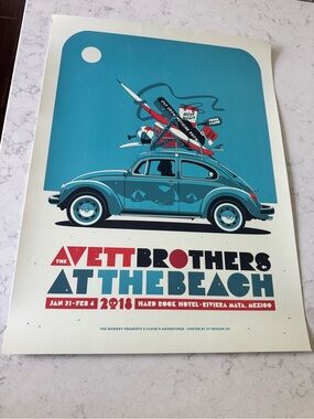 Avett Brothers At The Beach Teal Art Print